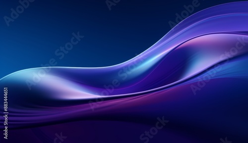 3D render of an abstract blue and purple wave shaped curve. The image is rendered in the style of curved shapes and flowing colors typically seen in abstract artworks. Any Chinese characters in the or