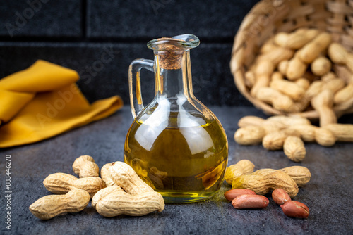 Peanut oil in glass bottle ...