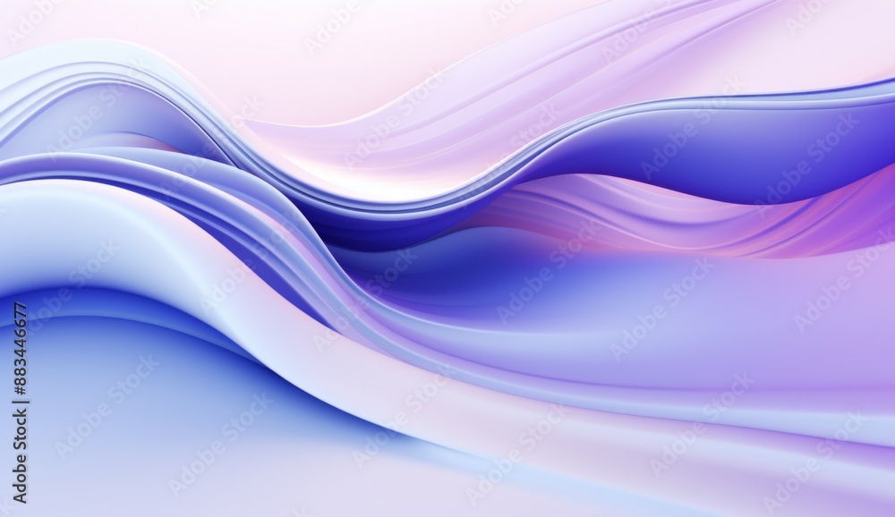 Fototapeta premium 3D render of an abstract blue and purple wave shaped curve. The image is rendered in the style of curved shapes and flowing colors typically seen in abstract artworks. Any Chinese characters in the or