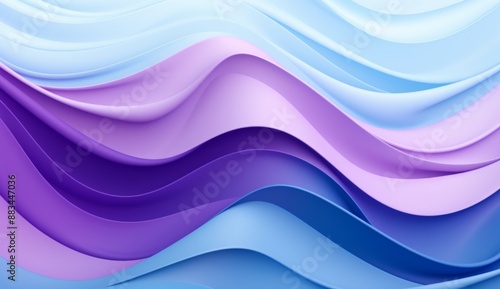 3D render of an abstract blue and purple wave shaped curve. The image is rendered in the style of curved shapes and flowing colors typically seen in abstract artworks. Any Chinese characters in the or