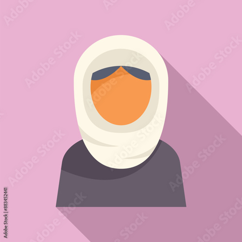 Illustration featuring a young adult woman wearing a hijab, representing islamic faith and cultural diversity