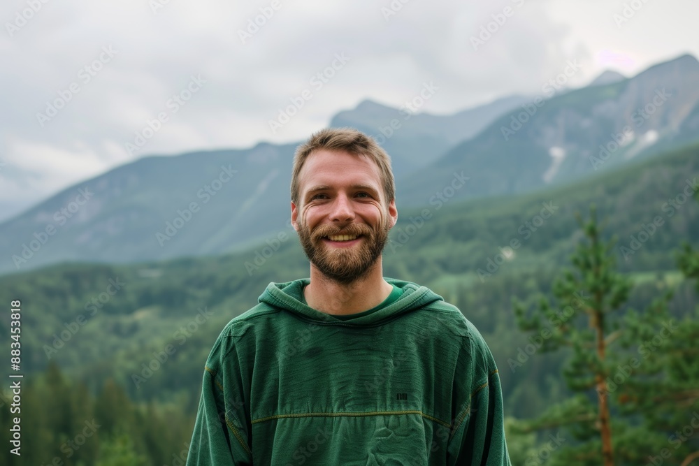 A highland summer forest portrait of a young man. A highland summer forest portrait of a young man.
