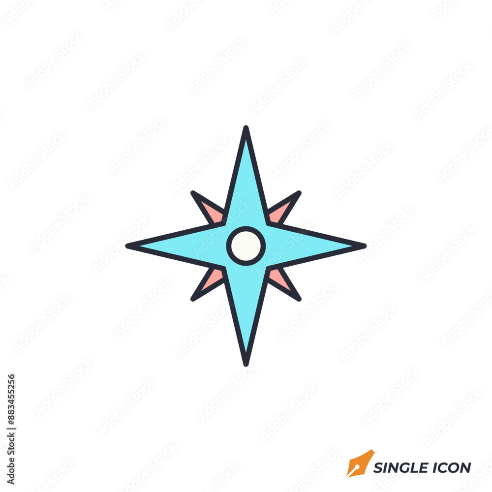 Compass icon vector illustration. Compass symbol isolated on white background. Compass icon vector illustration. Compass symbol isolated on white background.