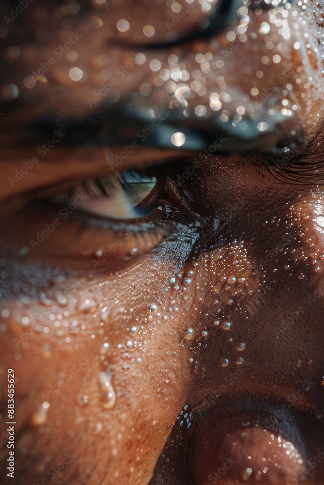 The sun makes a basketball player sweat. The sun makes a basketball player sweat.