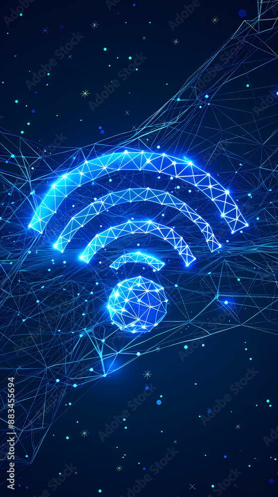 Abstract blue glowing wireless network Abstract blue glowing wireless network
