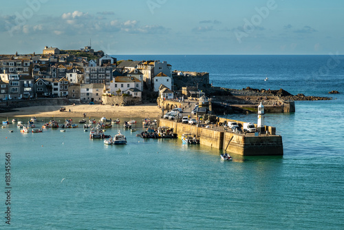 High tide in St Ives harbour beach, Cornwall