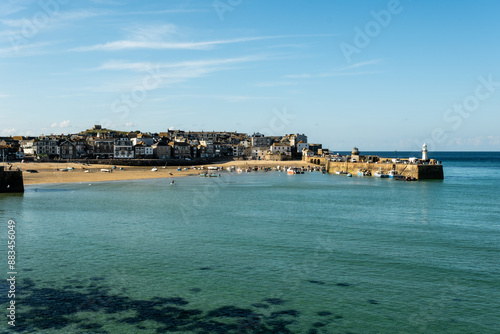 High tide in St Ives harbour beach, Cornwall