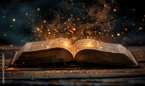 Open Book With Magical Sparkles