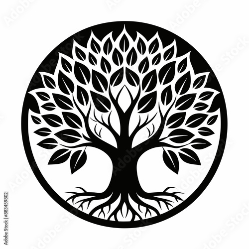 Oak and bonsai tree logo vector illustration