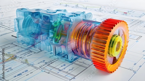 Detailed FEA Illustration Showing a Component Under Load with a Color-Coded Stress Distribution Map for Visualizing High and Low Stress Zones