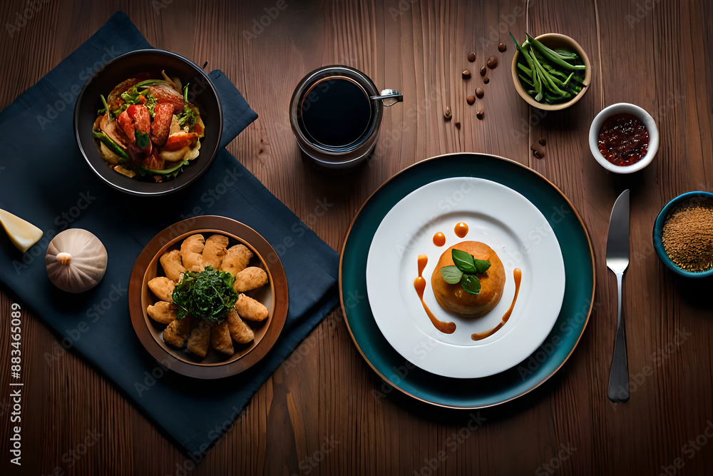 Traditional Italian cuisine on dark background. Beef steak. Italian cuisine concept in bowl. Italian style dinner. Space for text. Top view. Italian food. Traditional Italian cuisine on dark background. Beef steak. Italian cuisine concept in bowl. Italian style dinner. Space for text. Top view. Italian food.