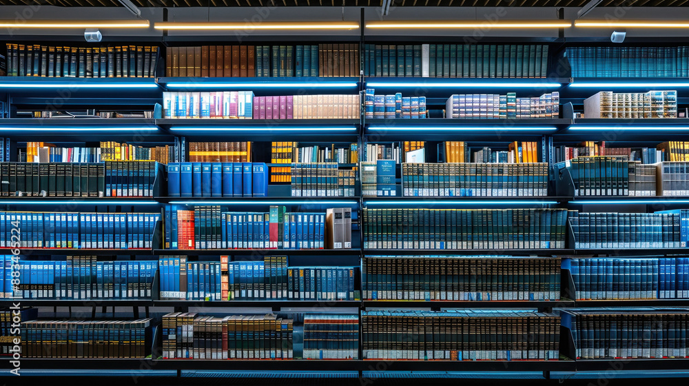 Books on Shelves in Library, Bookshelf in Library, Reading Room, Academic Study Space Books on Shelves in Library, Bookshelf in Library, Reading Room, Academic Study Space