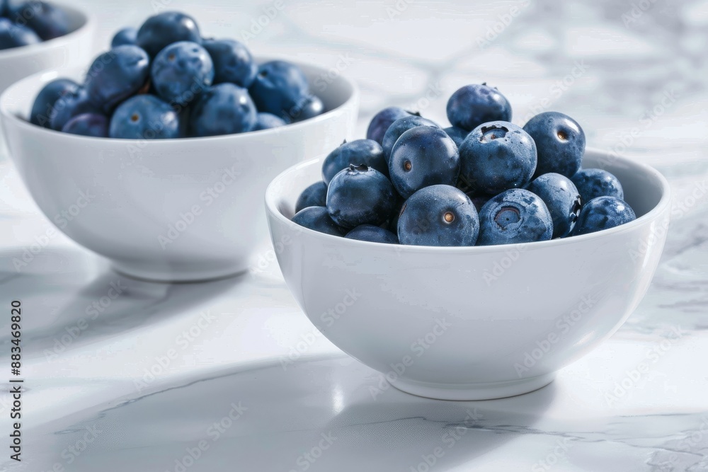 Fresh blueberries arranged in white bowl on table. Perfect for food and nutrition-related content.. Beautiful simple AI generated image in 4K, unique. Fresh blueberries arranged in white bowl on table. Perfect for food and nutrition-related content.. Beautiful simple AI generated image in 4K, unique.