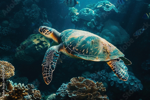 Meeresschildkröte im Meer © Christopher