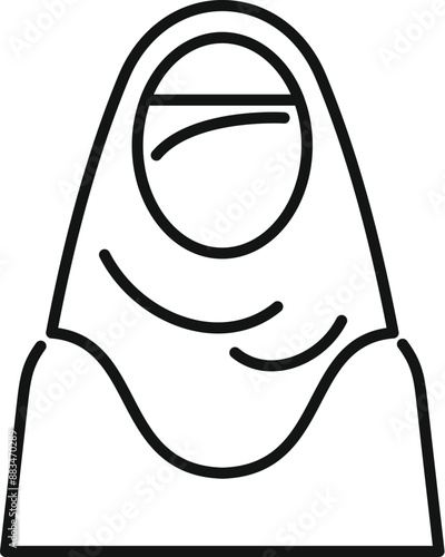 Foto Simple line drawing of a young adult woman wearing a hijab