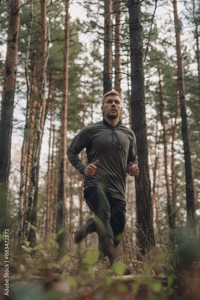 Man Running in Woods Man Running in Woods