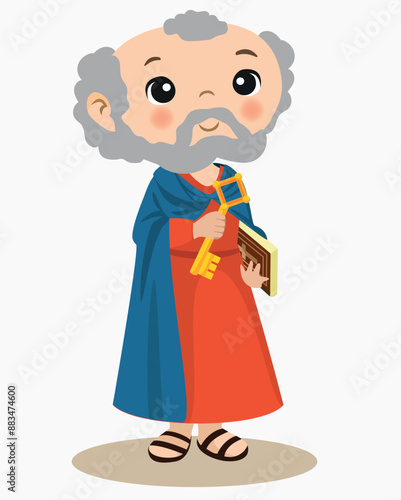 Illustration of Saint Peter, saint, religion, with key and Bible, pope, religious images