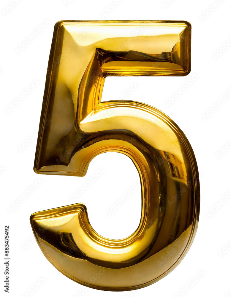 3d gold number 5 on transparent background 3d gold number 5 on transparent background
