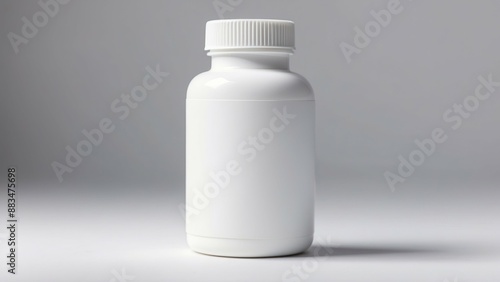 Mockup of a plain white medicine bottle on a white background