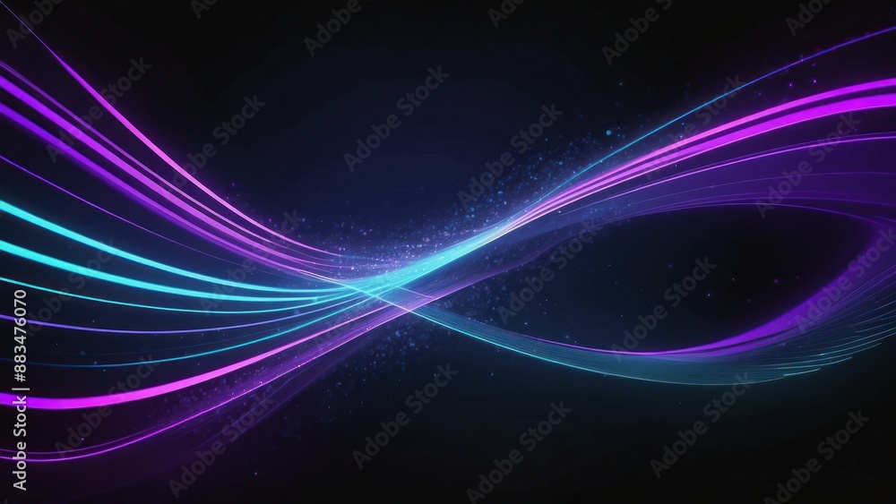 Futuristic digital waves of violet and blue neon lights create a sleek and dynamic background Futuristic digital waves of violet and blue neon lights create a sleek and dynamic background