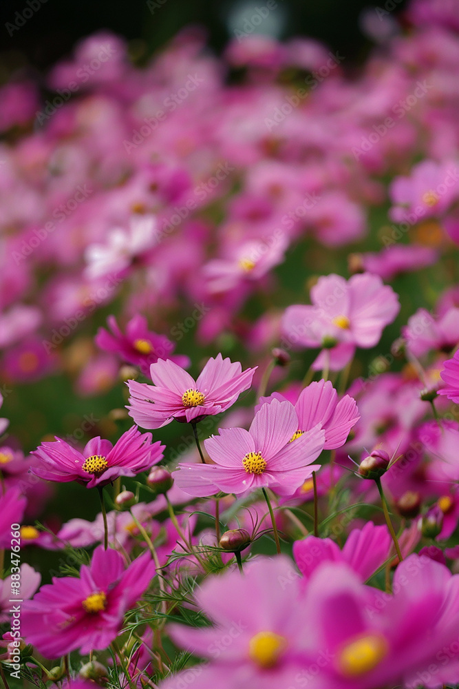 Vibrant pink flowers in full bloom creating a colorful and lively garden scene. Vibrant pink flowers in full bloom creating a colorful and lively garden scene.