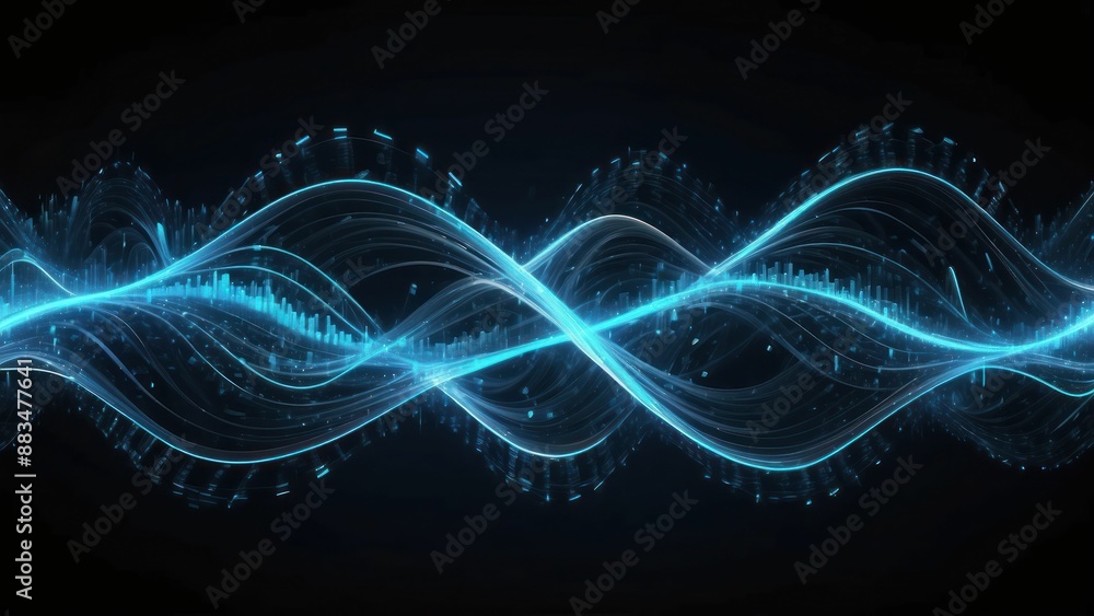 Dynamic blue electric waves in a futuristic and cybernetic abstract pattern Dynamic blue electric waves in a futuristic and cybernetic abstract pattern
