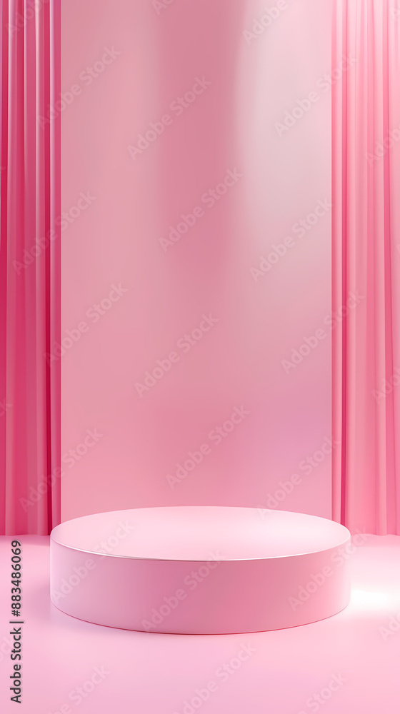 3D rendering of empty podium, pink background 3D rendering of empty podium, pink background