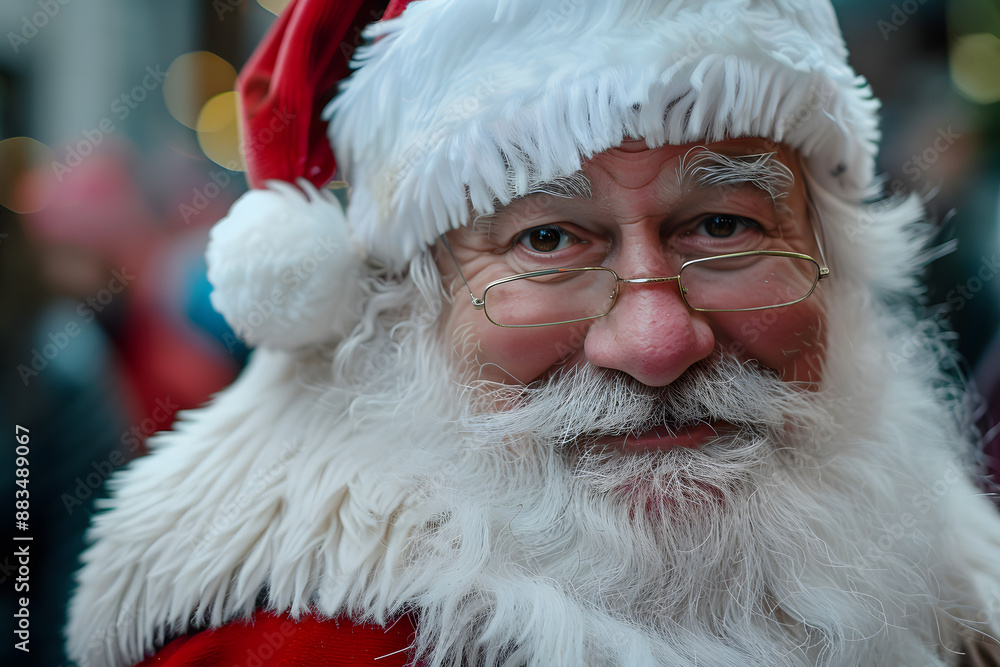 closeup of santa claus looking at camera closeup of santa claus looking at camera