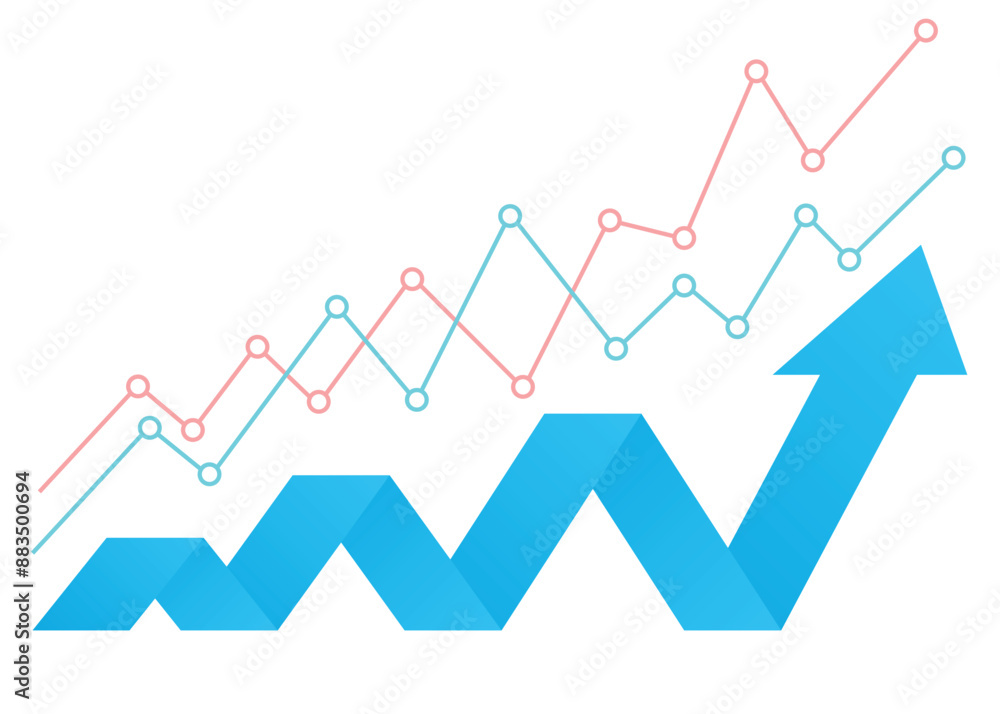 blue bussiness arrow graph stock market arrow pointing up, growing up, economic boom chart trending upwards, business profit, financial board rises blue bussiness arrow graph stock market arrow pointing up, growing up, economic boom chart trending upwards, business profit, financial board rises