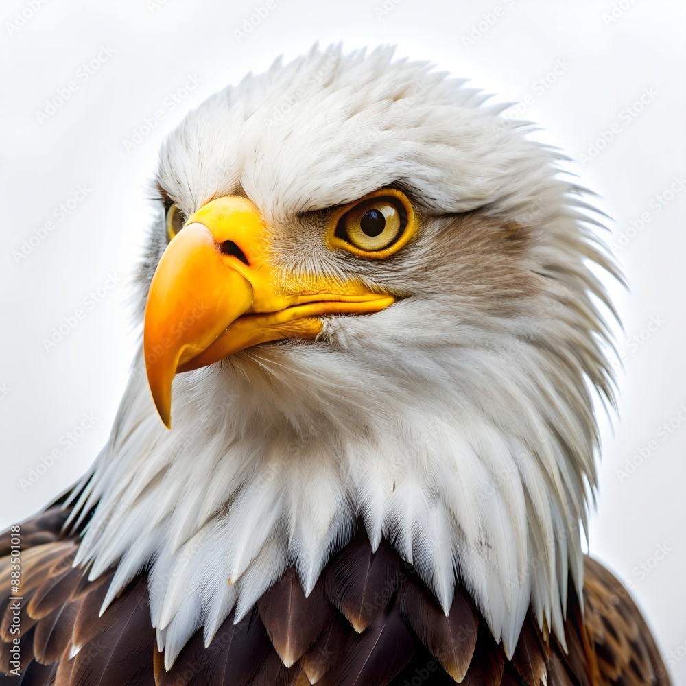 Obraz premium Close up portrait of an American bald eagle, symbol of freedom of the United States of America.
