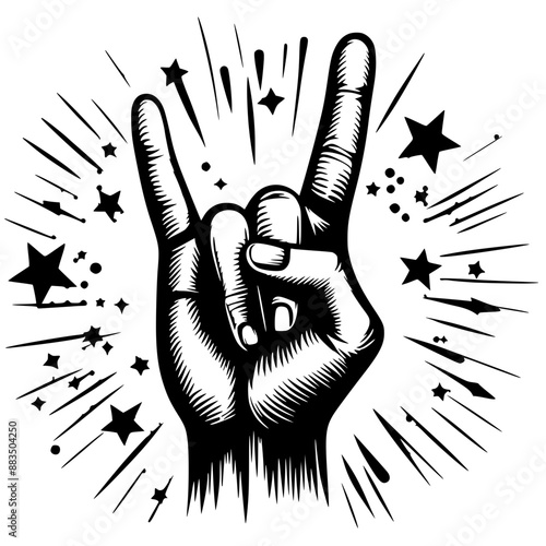 Rock n roll hand symbol silhouette