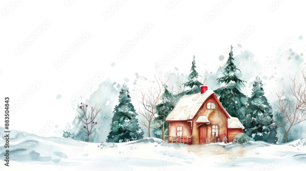 Country house in a winter idyll on a transparent background Country house in a winter idyll on a transparent background