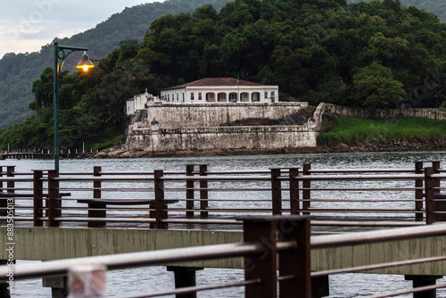 Fortress of Santo Amaro of Barra Grande, built in 1584, view from the city of Santos, in Guaruja, SP photo