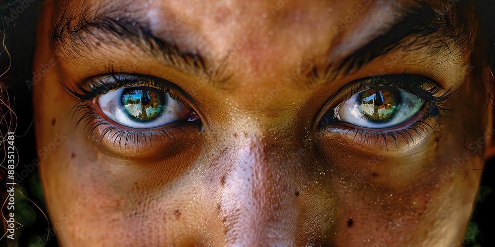 The Jaded Eyes of Cynicism: A close-up portrait of a person with eyes narrowed in skepticism. The Jaded Eyes of Cynicism: A close-up portrait of a person with eyes narrowed in skepticism.