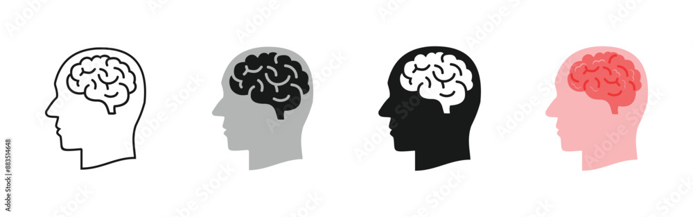 head and brain set icon, available in outline, black and white, solid, and color, editable vector eps 10. head and brain set icon, available in outline, black and white, solid, and color, editable vector eps 10.