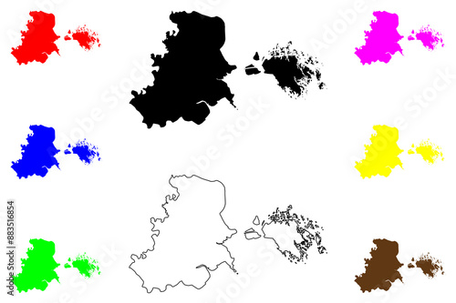 Haiphong Province (Socialist Republic of Vietnam, Subdivisions of Vietnam, Municipality) map vector illustration, scribble sketch Hai Phong (Bach Long Vi and Cat Ba Island) map photo