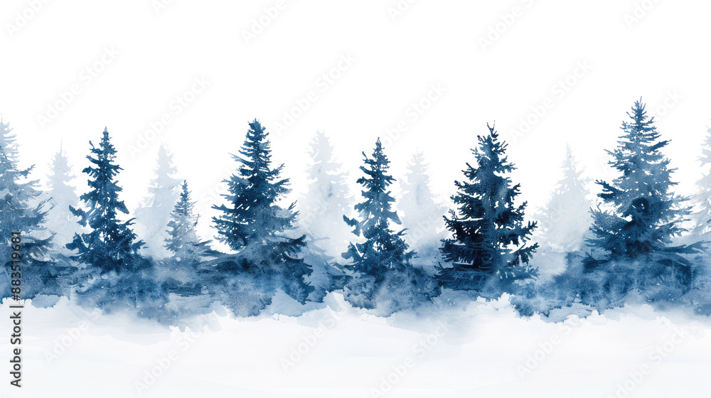 Winter coniferous forest on a transparent background Winter coniferous forest on a transparent background