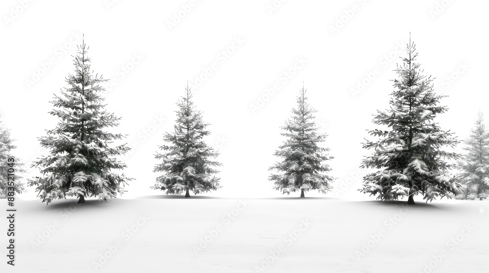 Winter coniferous forest on a transparent background Winter coniferous forest on a transparent background
