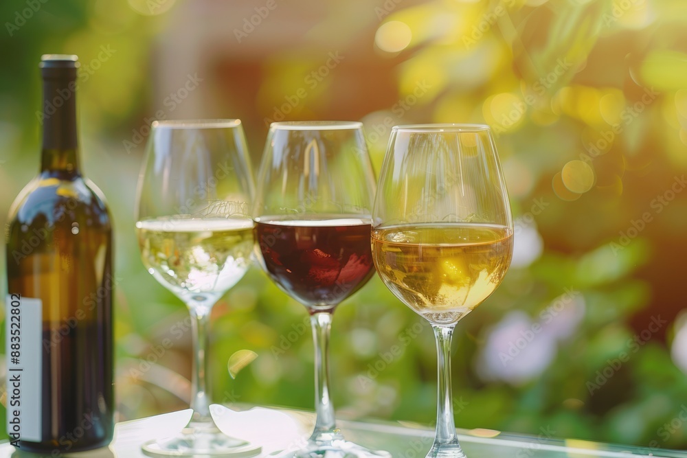 Craft Wine. Wine Tasting Set in Light Summer Environment with Custom Concept Craft Wine. Wine Tasting Set in Light Summer Environment with Custom Concept