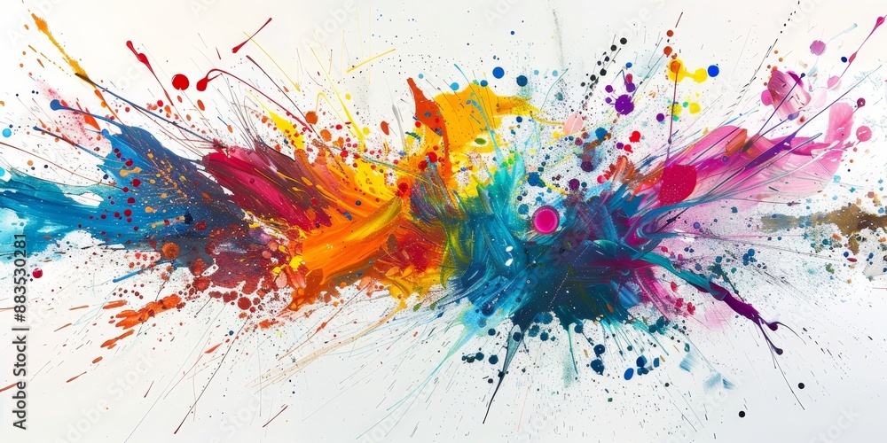 Fototapeta premium Vibrant Color Explosion: Dynamic Hues on White Backdrop for Artistic Expression