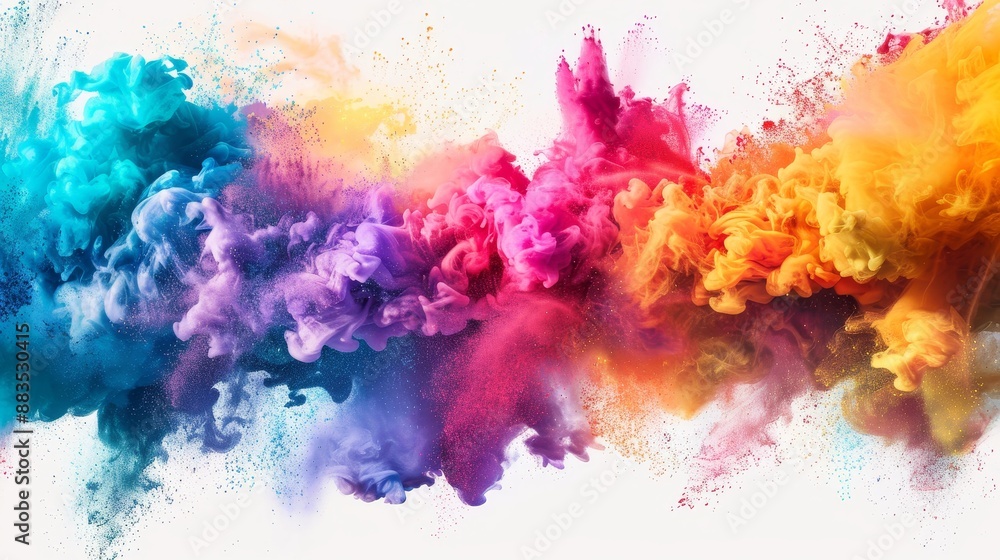 Dynamic Color Explosion: Vibrant Hues on White Background Dynamic Color Explosion: Vibrant Hues on White Background