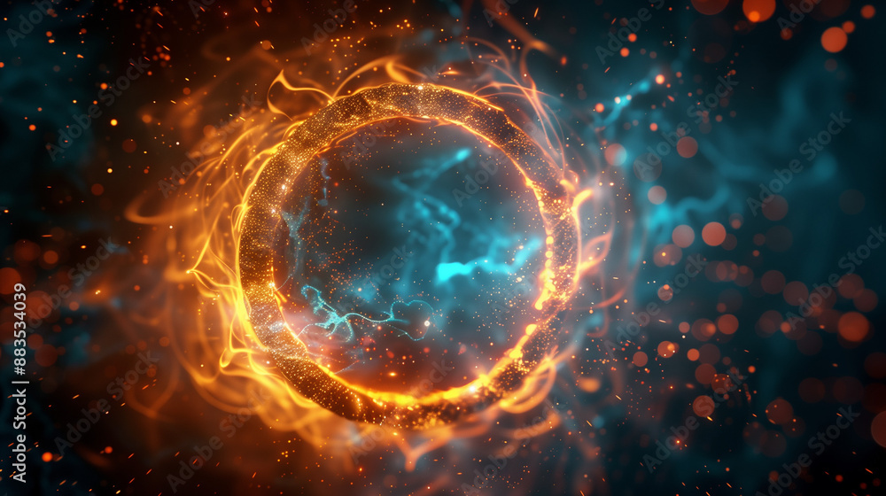 An abstract plasma flash effect in the form of a ring, with swirling particles glowing with light. The overlay layer of this effect adds depth and movement to the overall composition.
An abstract plasma flash effect in the form of a ring, with swirling particles glowing with light. The overlay layer of this effect adds depth and movement to the overall composition.