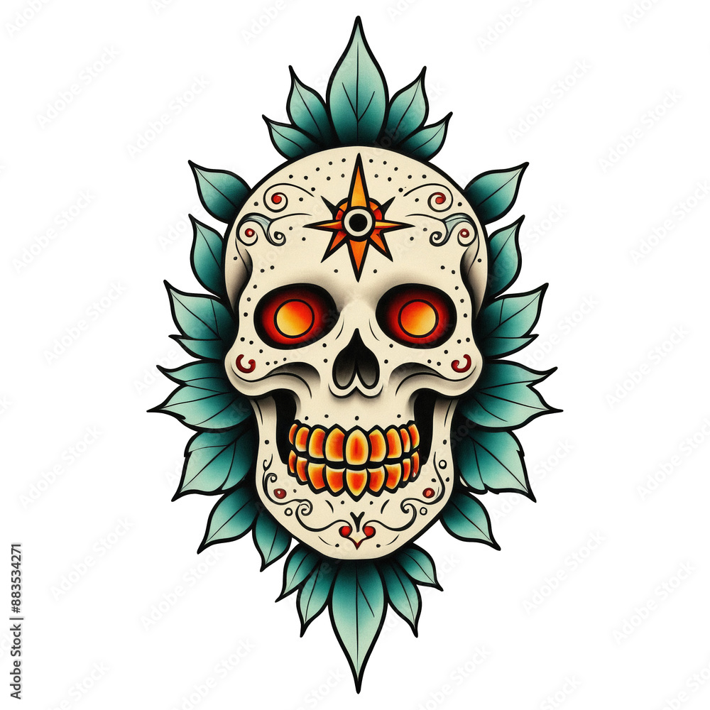 Illustration in Traditional American Tattoo Style Illustration in Traditional American Tattoo Style
