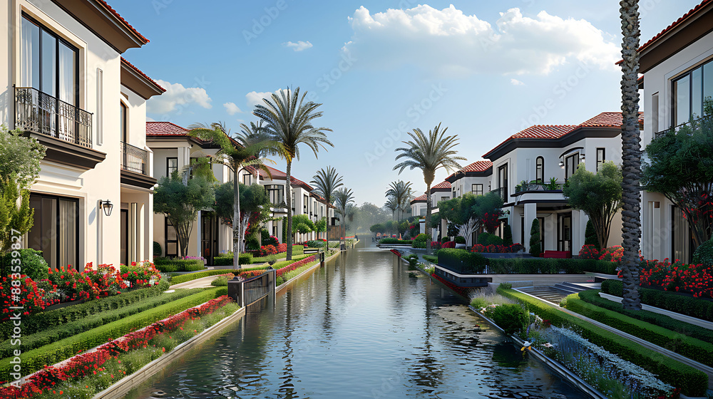 Fototapeta premium Real estate infographic detailing advantages of living in gated communities including security and exclusive amenities