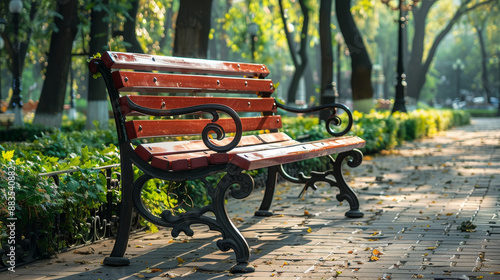 Overall Feel,The wooden decorative bench stands as a symbol of comfort and beauty, perfectly harmonizing with its natural surroundings in the city park, inviting everyone to pause and enjoy the moment