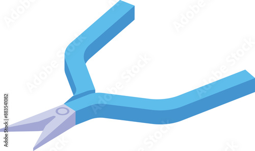 Blue nail nippers isometric icon representing a tool used for trimming and shaping nails