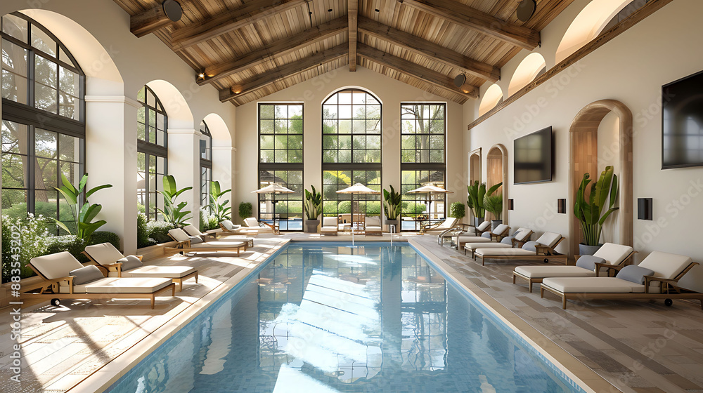 Layout and amenities of a modern Fitness Center within a residential ...