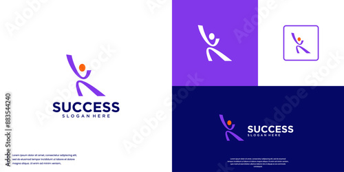 movement logo, celebration, success, logo design illustration.