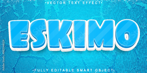Blue Eskimo Winter Ice Vector Fully Editable Smart Object Text Effect