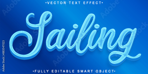 Blue Shiny Sailing Vector Fully Editable Smart Object Text Effect